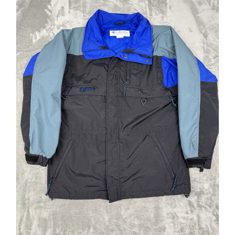 Vintage Columbia Gizmo Jacket Mens Medium M Shell Coat Blue Black Retro 90s Y2K